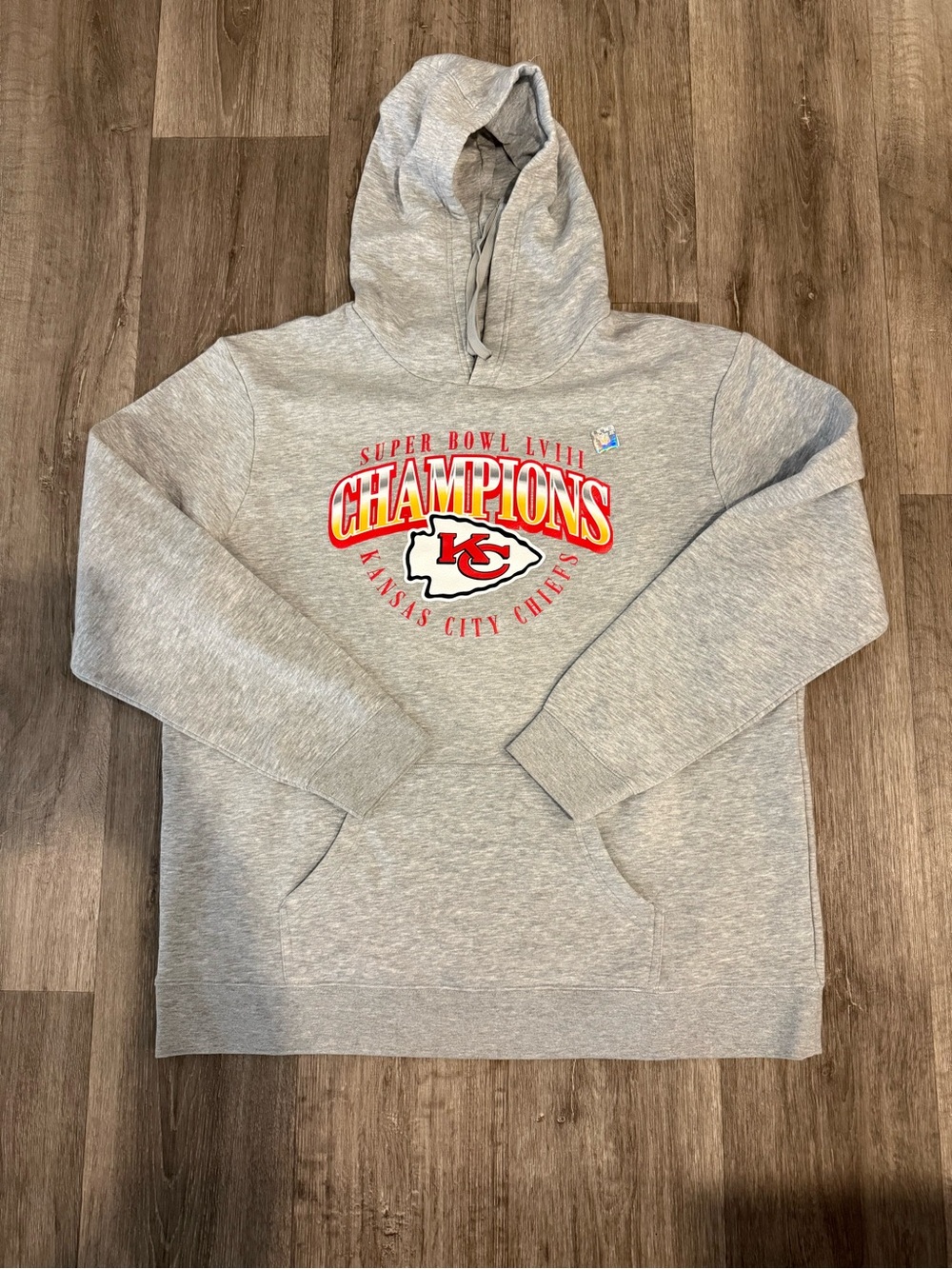 Kansas City Chiefs Super Bowl LVIII Champions Gray Pullover Hoodie NFL size 2XL